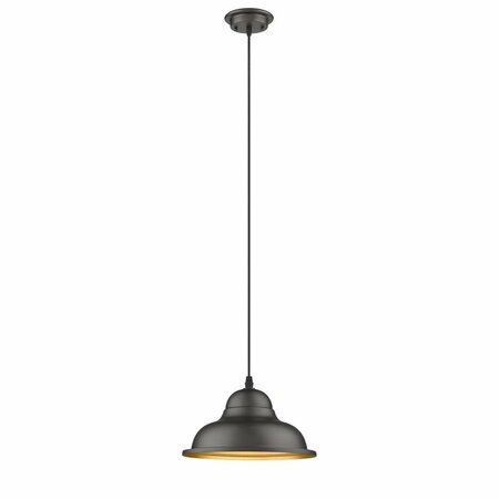 FEELTHEGLOW Ironclad Industrial-Style 1 Light Rubbed Bronze Ceiling Mini Pendant - 10 in. FE2542671